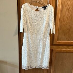 Candalite Petite white lace dress